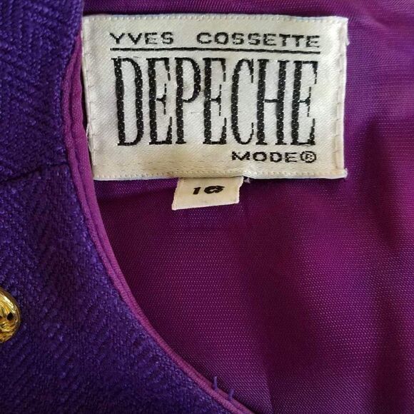 Purple Yves Cossette Mode Depeche Dress size 16 (check measurements) - Picture 4 of 11